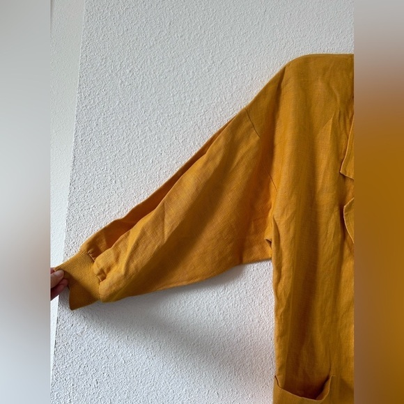 Nordstrom 100% Ramie Oversized Women’s Open Front Blazer P/ Small Mustard yellow - Picture 4 of 9